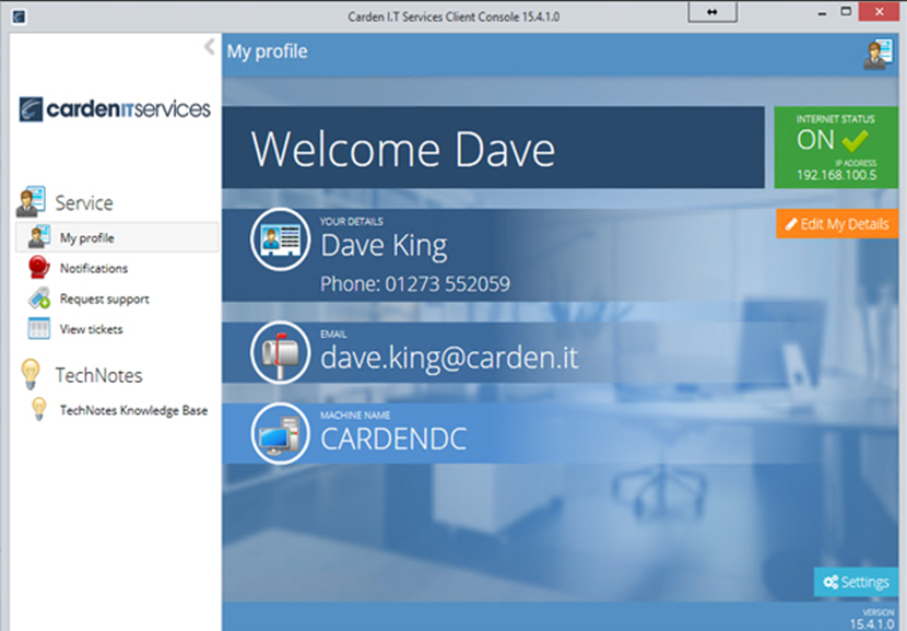 Carden IT services client console